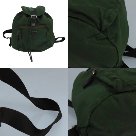 PRADA Backpack Nylon Khaki Silver Auth 108373 - Picture 14 of 14